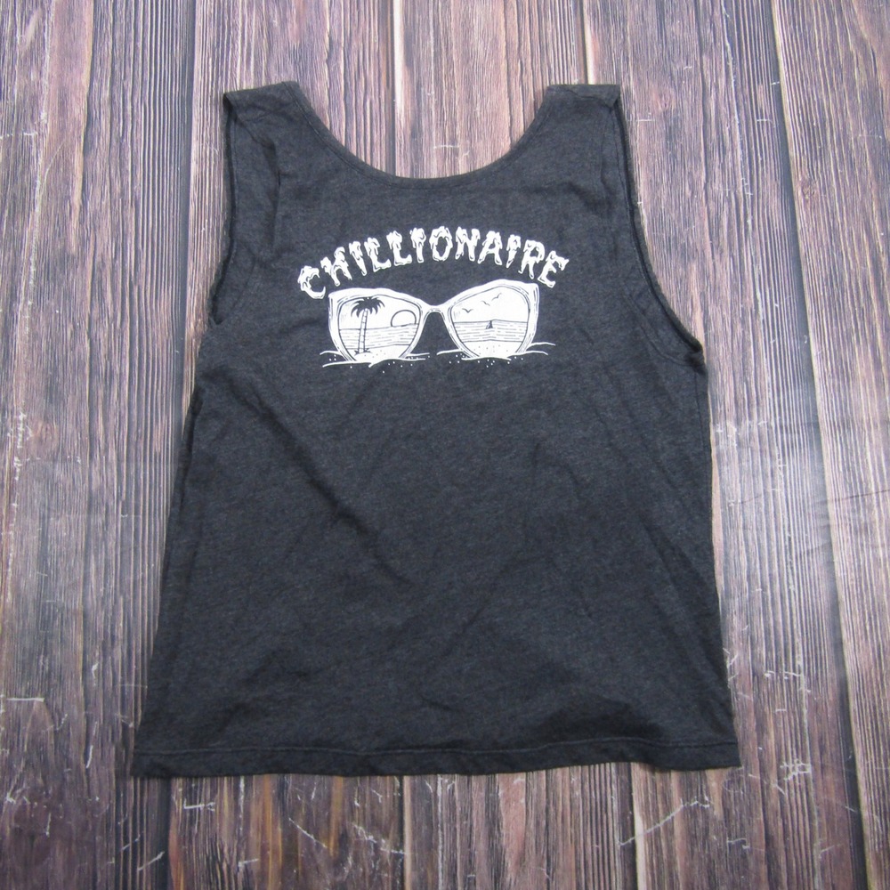 Funny Tank Top Women Medium Charcoal Grey Chillionaire Graphic Beach Summerโ
